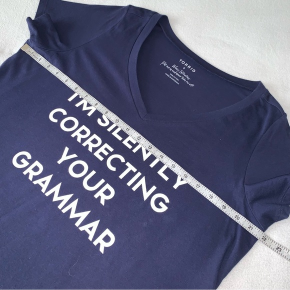 TORRID Tee, Navy, “I’m Silently Correcting Your Grammar” Funny Tee, Size 0X, EUC - Picture 9 of 14